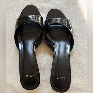 Mango Glossy Black Women's Mules